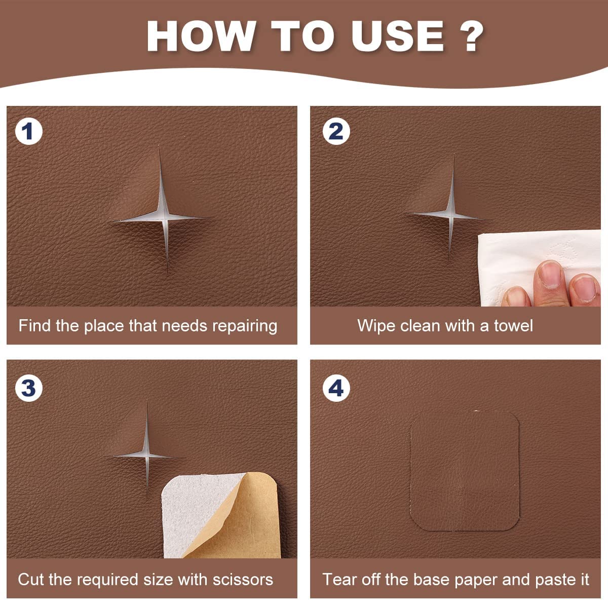 Self-Adhesive Leather Repair Patch For Sofa, Chair, Car Seat & More