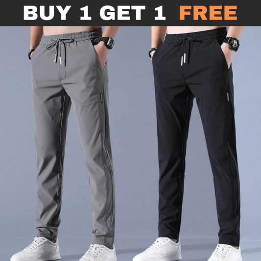 Men's Lycra Daily Wear TrackPants - Buy 1 Get 1 Free (Black + Grey)