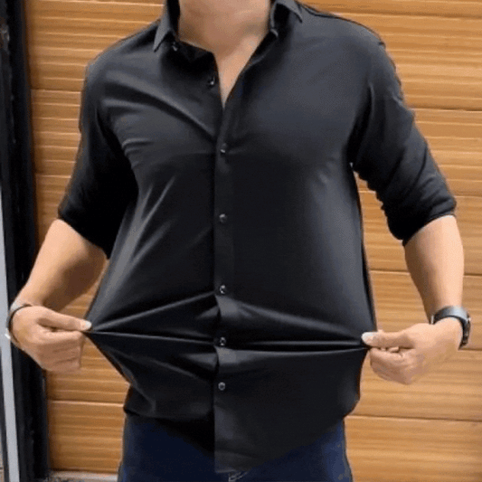 Men's Anti-Wrinkle Lycra Full Sleeve Shirt (Pack of 2) Black+White